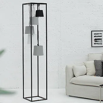 Stojaca lampa 38685 Levels 180cm Čierna, Šedá, Biela
