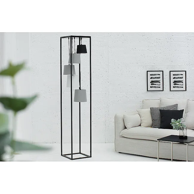 Stojaca lampa 38685 Levels 180cm Čierna, Šedá, Biela