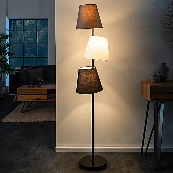 Stojaca lampa 39674 Levels 163cm Čierna, Šedá, Biela