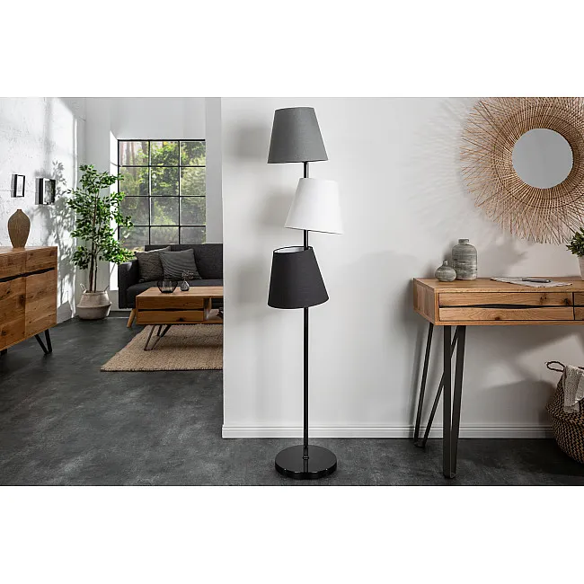 Stojaca lampa 39674 Levels 163cm Čierna, Šedá, Biela