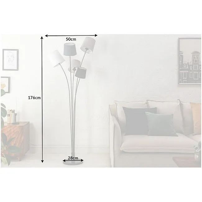 Stojaca lampa 40745 Levels 176cm Čierna, Šedá, Biela