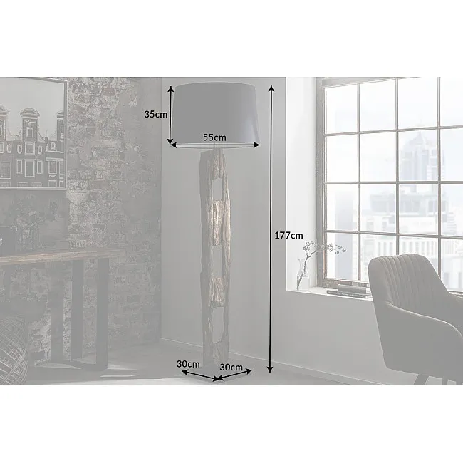 Stojaca lampa 41043 Barracuda 177cm Čierna Drevo Acacia