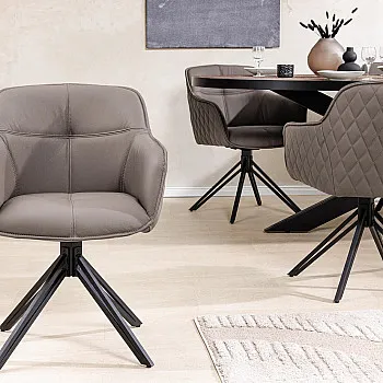 Stolička 45862 Euphoria Taupe kožená - otočná