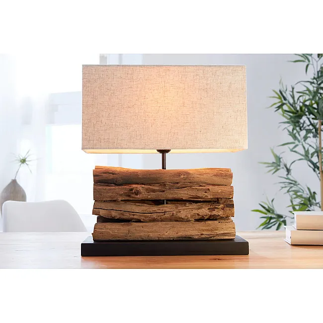 Stolová lampa 19477 Masív drevo/Bežová