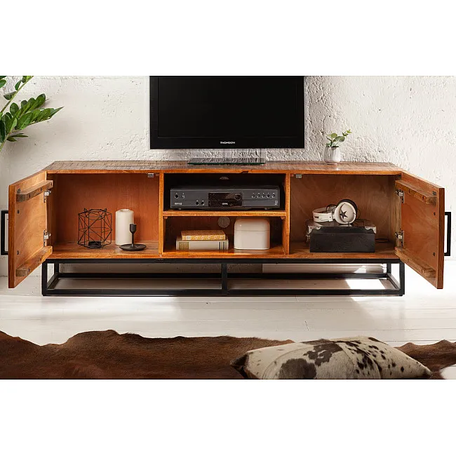 TV-skrinka 40527 145cm Wood Art Drevo Mango Hnedá