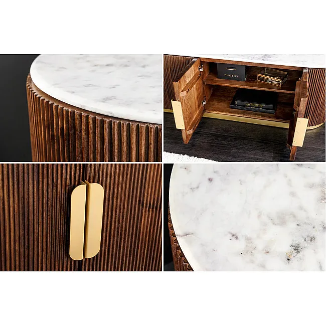 TV-skrinka 45828 Gatsby 170cm Drevo Mango-Biely mramor