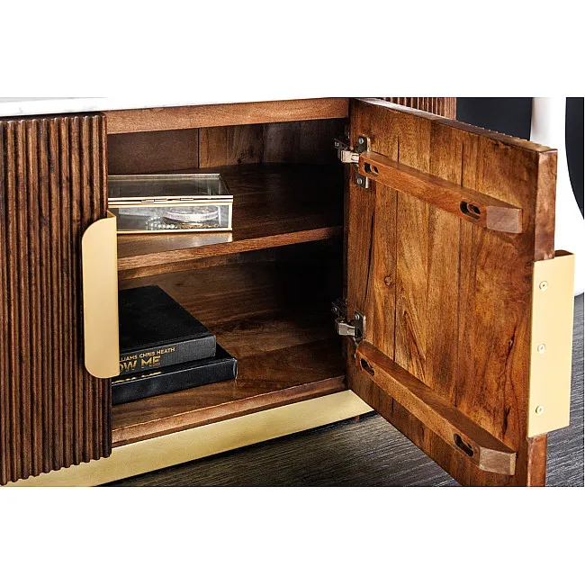TV-skrinka 45828 Gatsby 170cm Drevo Mango-Biely mramor