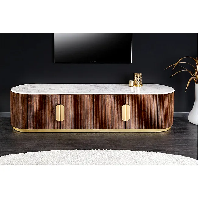TV-skrinka 45828 Gatsby 170cm Drevo Mango-Biely mramor
