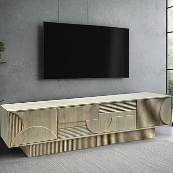 TV-skrinka 46803 Art Deco 200cm Drevo Mango Biela