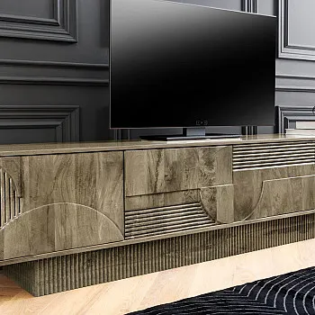TV-skrinka 46804 Art Deco 200cm Drevo Mango Šedé