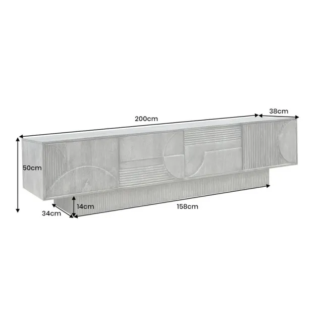 TV-skrinka 46804 Art Deco 200cm Drevo Mango Šedé