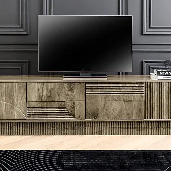 TV-skrinka 46804 Art Deco 200cm Drevo Mango Šedé