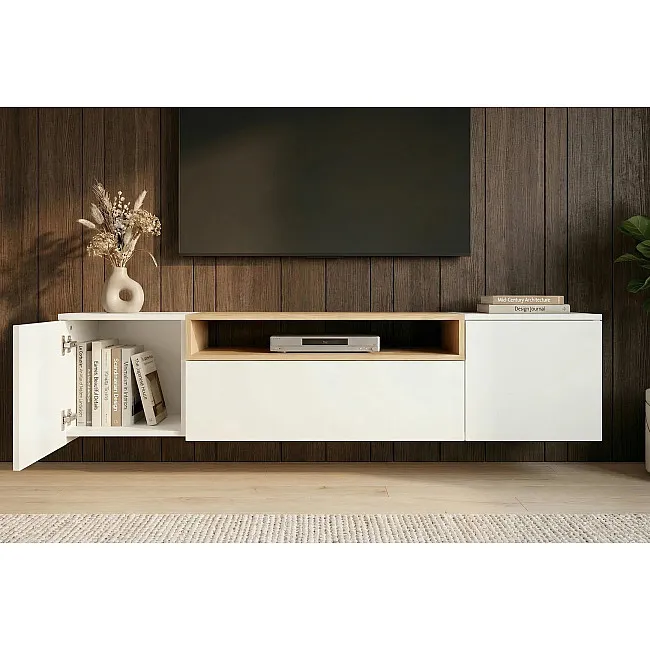 TV-skrinka 47807 Loft 160cm Biela/Prírodná Dub Dyha