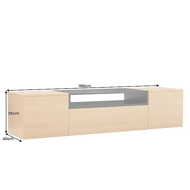 TV-skrinka 47808 Loft 160cm Prírodná Dub Dyha/Čierna