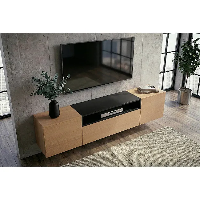 TV-skrinka 47808 Loft 160cm Prírodná Dub Dyha/Čierna