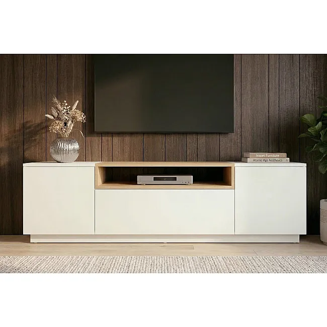TV-skrinka 47810 Loft 160cm Biela/Prírodná Dub Dyha