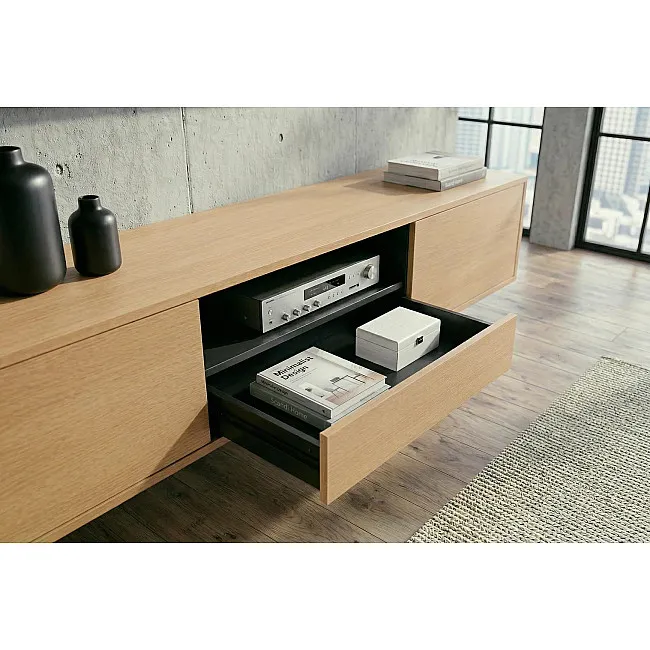 TV-skrinka 47816 Loft 200cm Prírodná Dub Dyha/Čierna