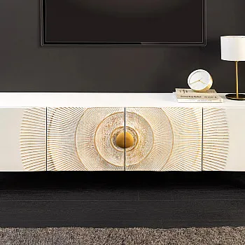 TV-skrinka 48411 Bailey 180cm Drevo Mango Bielené