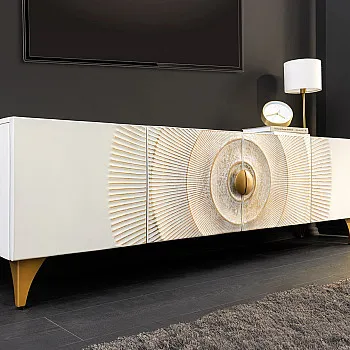 TV-skrinka 48411 Bailey 180cm Drevo Mango Bielené
