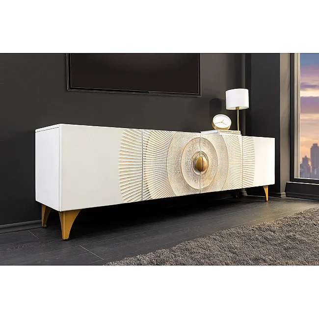 TV-skrinka 48411 Bailey 180cm Drevo Mango Bielené