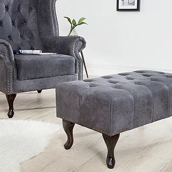 Taburetka 37474 Chesterfield Antik šedá