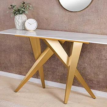 Toaletný stolík/Konzola Art Living - Biely Mramor