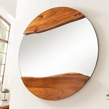 Zrkadlo 46492 Living Edge Ø100cm Drevo Acacia