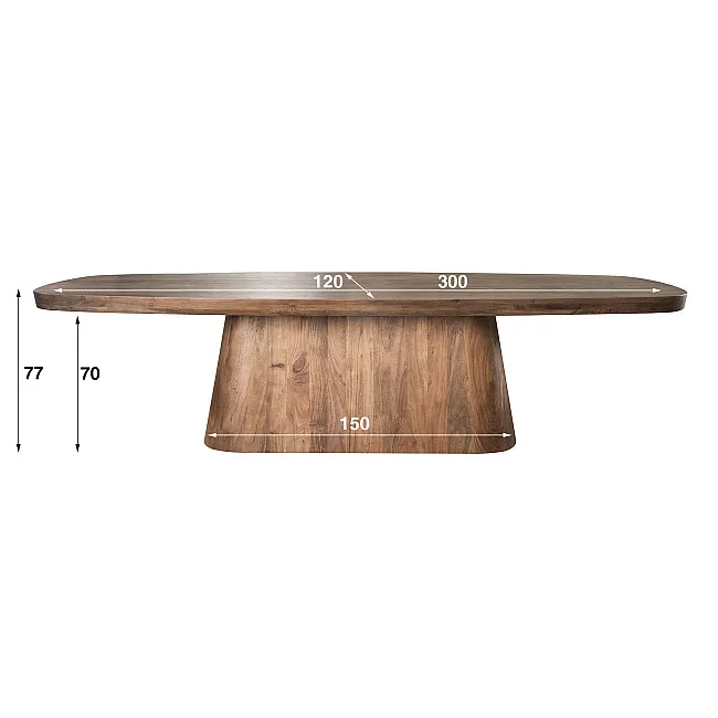 Jedálenský stôl XXL 20-28 Arcadia 300x120cm Drevo Hnedá Acacia