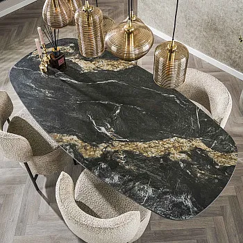Jedálenský stôl 45-60 180x90cm Ceramik Fossil Black