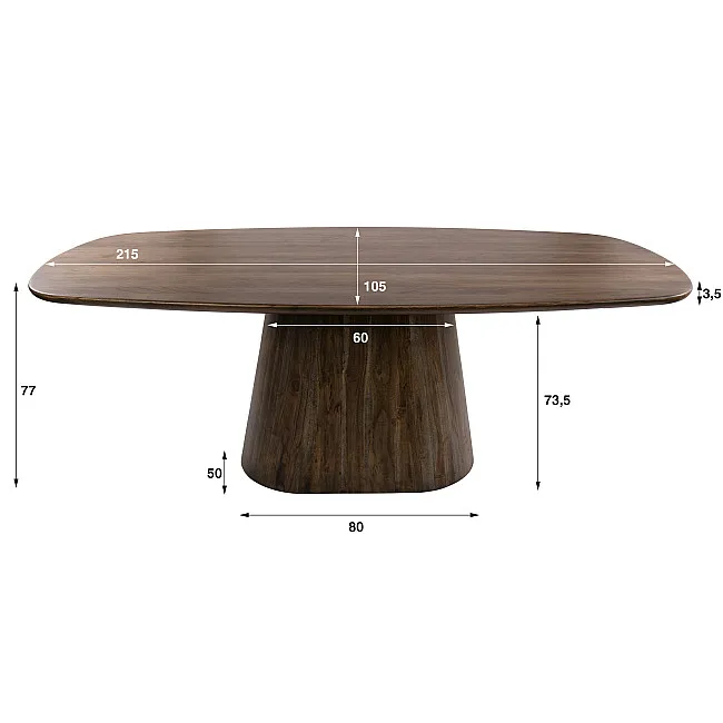 Jedálenský stôl 55-94 Central 215x105cm Masív Drevo Acacia