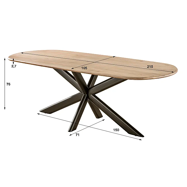Jedálenský stôl 56-92 Cliff 215x105cm Drevo Mango