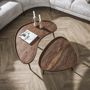 Konferenčný stôl 30-17 Carve 2-set Drevo Acacia