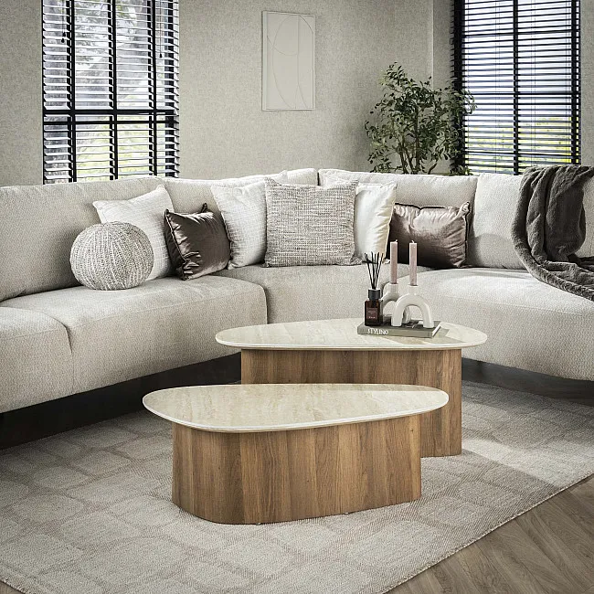 Konferenčný stôl 45-63 Romano 2-set Ceramic Travertine