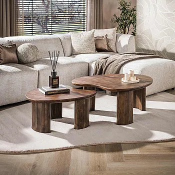 Konferenčný stôl 55-80 Mova 2-set Drevo Acacia