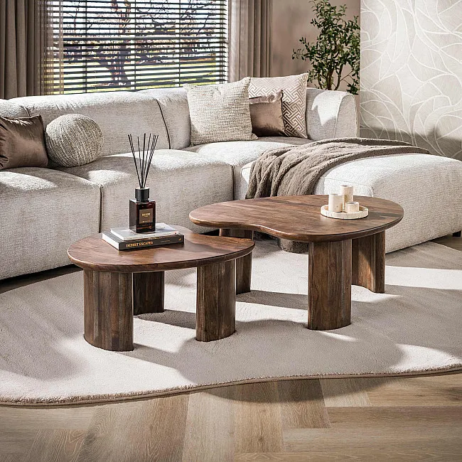 Konferenčný stôl 55-80 Mova 2-set Drevo Acacia