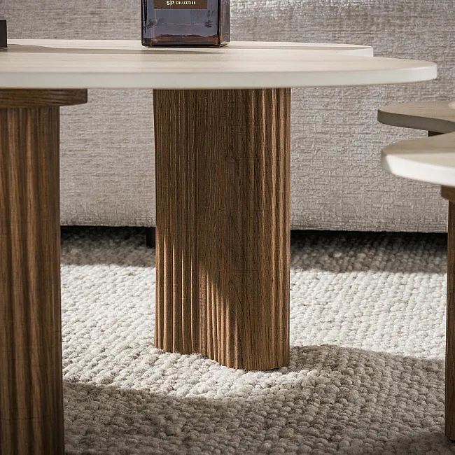 Konferenčný stôl Ceramo 2-set 3D ceramik Travertine