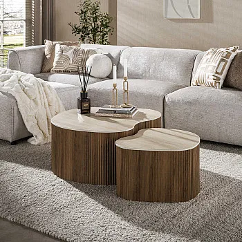 Konferenčný stôl 57-01T Ceramo 2-set 3D ceramik Travertine