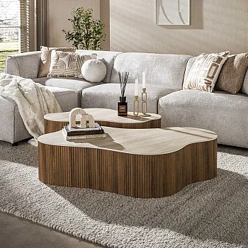Konferenčný stôl 57-04T Ceramo 2-set 3D ceramik Travertine