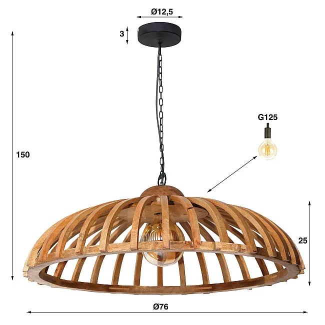 Luster 74-01 Ø75cm Span Drevo Mango