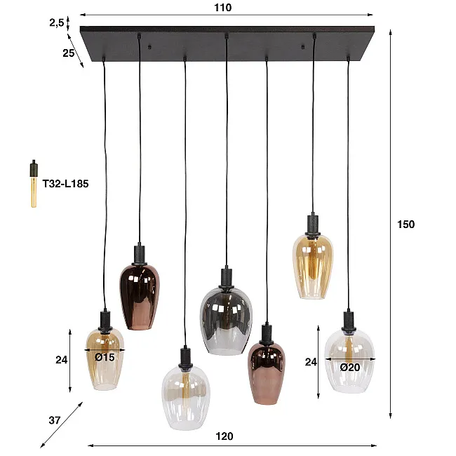Luster 74-62 Amfora 6L Multicolour Glass