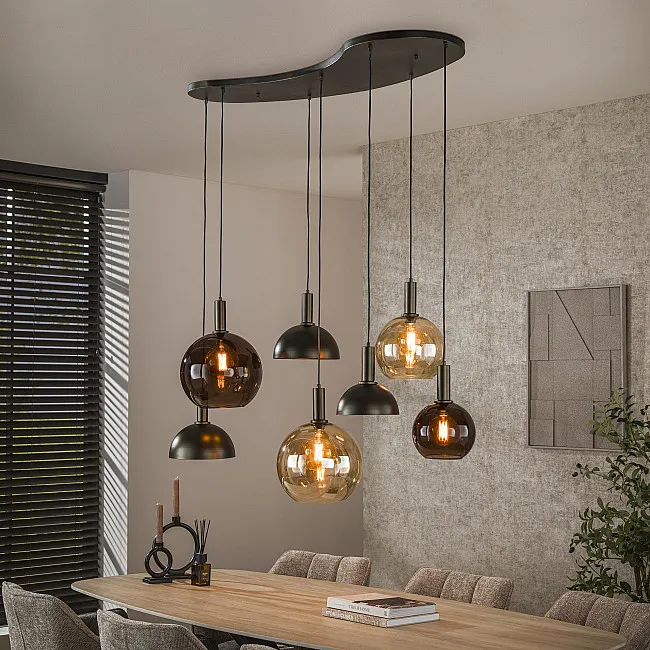 Luster 75-00 Cluster 4+3L Brown + Jantar Glass
