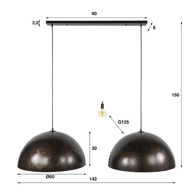 Luster 79-97U Dome 2L Urban Brown