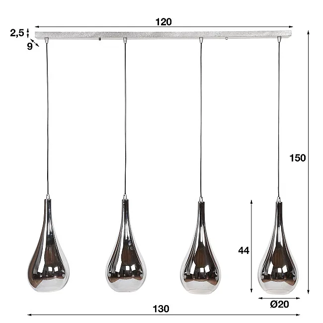 Luster 83-08 4 x Ø20cm Chromed glass