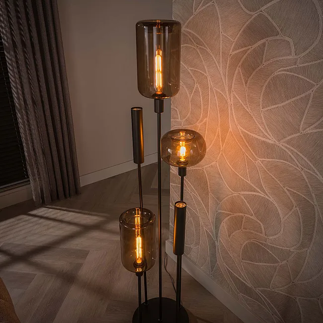 Stojaca lampa Serene 3L Brown Glass