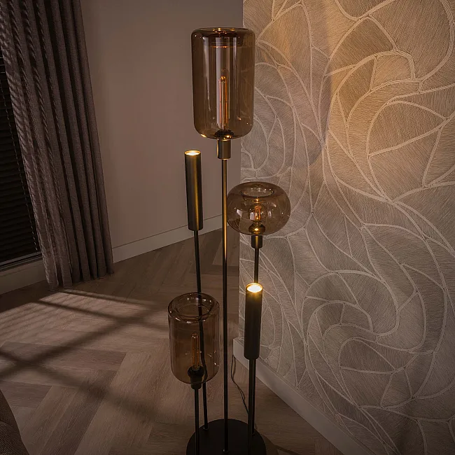 Stojaca lampa Serene 3L Brown Glass