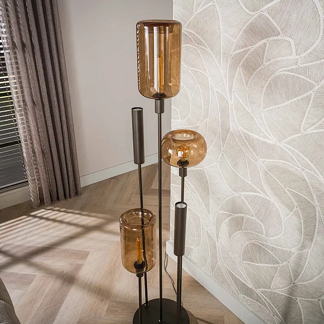 Stojaca lampa Serene 3L Brown Glass