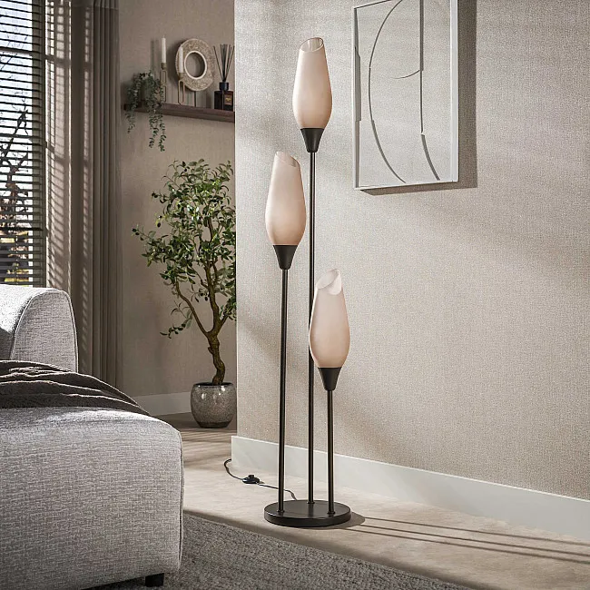 Stojaca lampa 76-90F Cocoon 3L Brown frosted glass