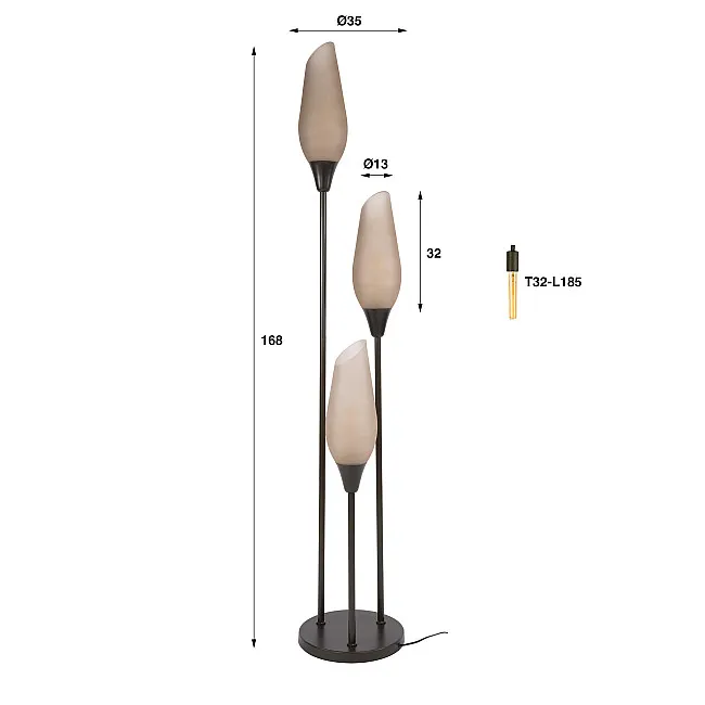 Stojaca lampa 76-90F Cocoon 3L Brown frosted glass