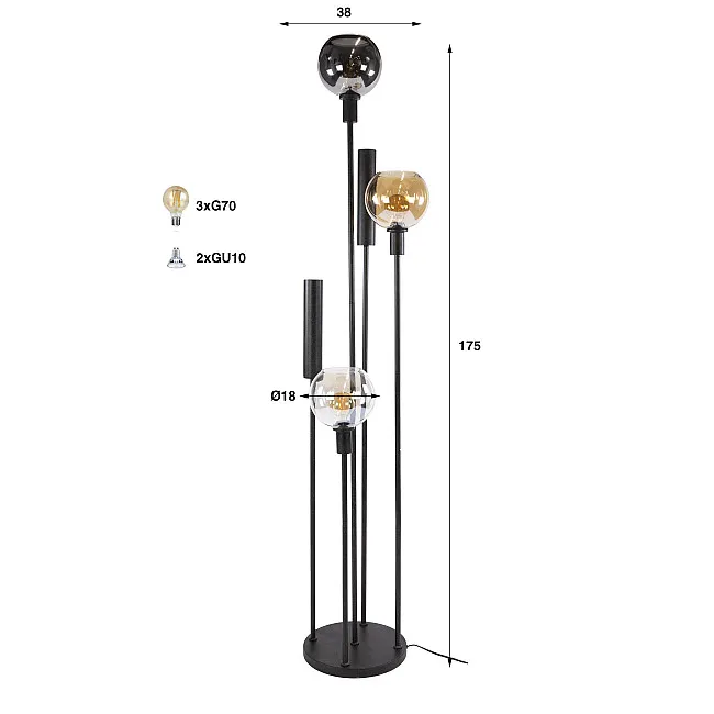 Stojaca lampa 79-14 Sfere 3L Multicolour Glass