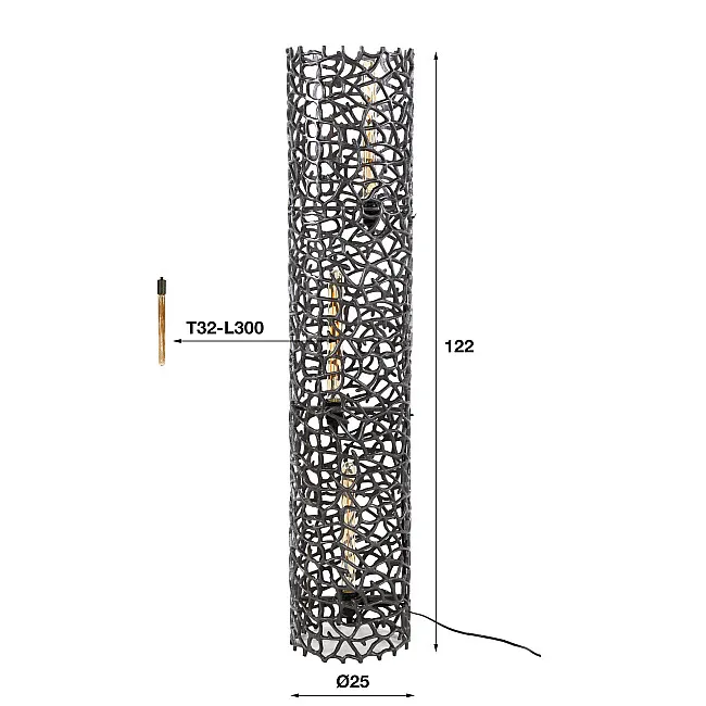 Stojaca lampa 80-45 Weaver 3L Black Aluminium